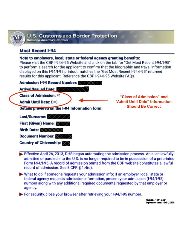 Electronic I-94 Example